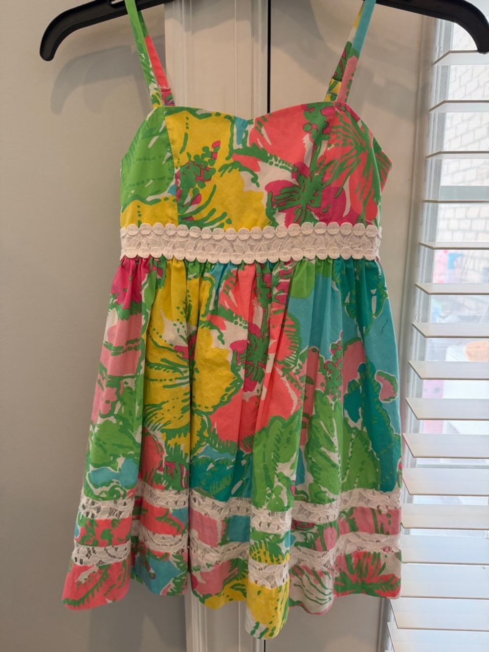 Girls Lily Pulitzer Emme Floral Sundress with White Lace Trim - size 7